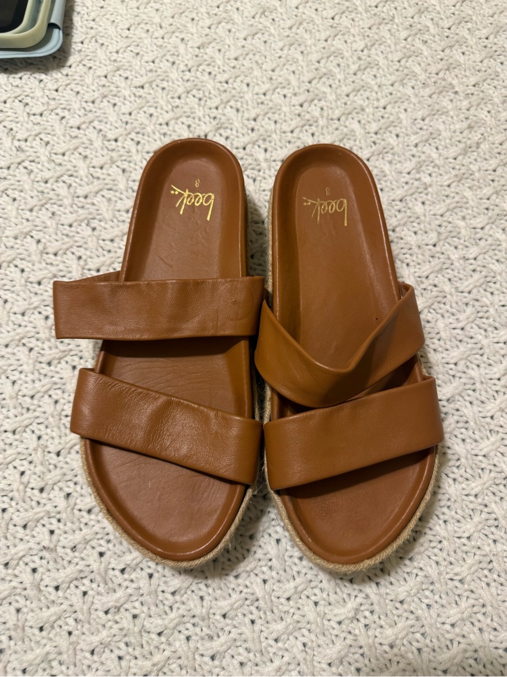 beek Women's Double Strap Slide Sandals in Cognac Brown size 8 - Picture 11 of 11